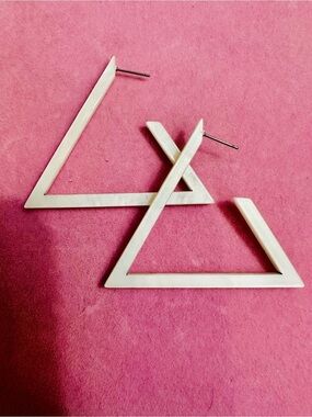 Ivory Geometric Triangle Earrings